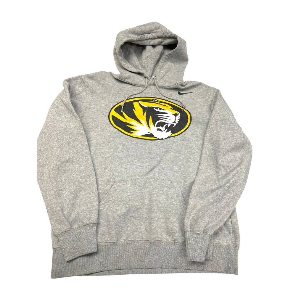 NIKE Dri-Fit MIZZOU HOODIE Missouri‎ Tigers Gray Long Sleeve Men's Size Large